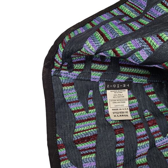 Trimdin Womens Jacket Size XL Tapestry Reversible Blazer Purple Green Black - Picture 8 of 8